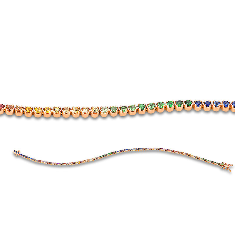 Armband 18 kt RG, 92 Saphire 1,28 ct fancy