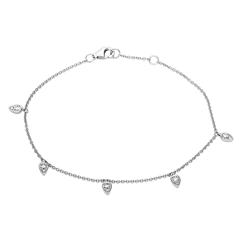 Armband 18 kt WG, 5 Brill. 0,02 ct, TW-si, 5 Brill. 0,25 ct, TW-si