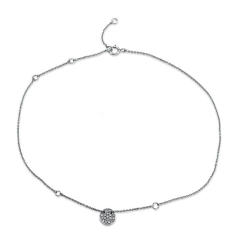 Fußkette 18 kt WG, 17 Brill. 0,09 ct, W-si