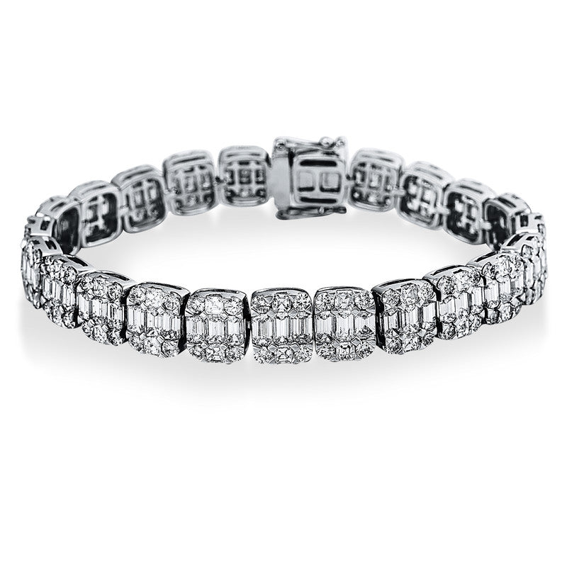 Armband 18 kt WG, 115 Bag. 13,09 ct, W-vsi/si, 97 Brill. 4,06 ct, W-vsi/si