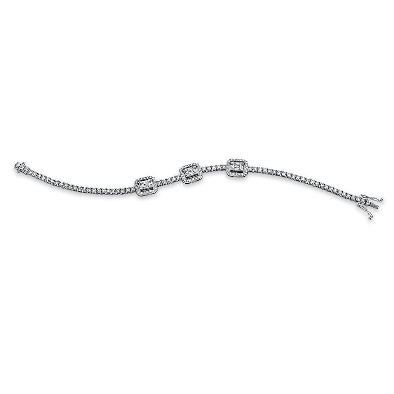 Armband 18 kt WG, 15 Bag. 0,42 ct, TW-vsi/si, 133 Brill. 3,08 ct, TW-vsi/si