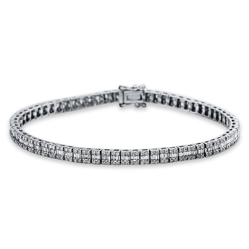 Armband 18 kt WG, 198 Bag. 1,15 ct, TW-si, 270 Brill. 1,18 ct, TW-si