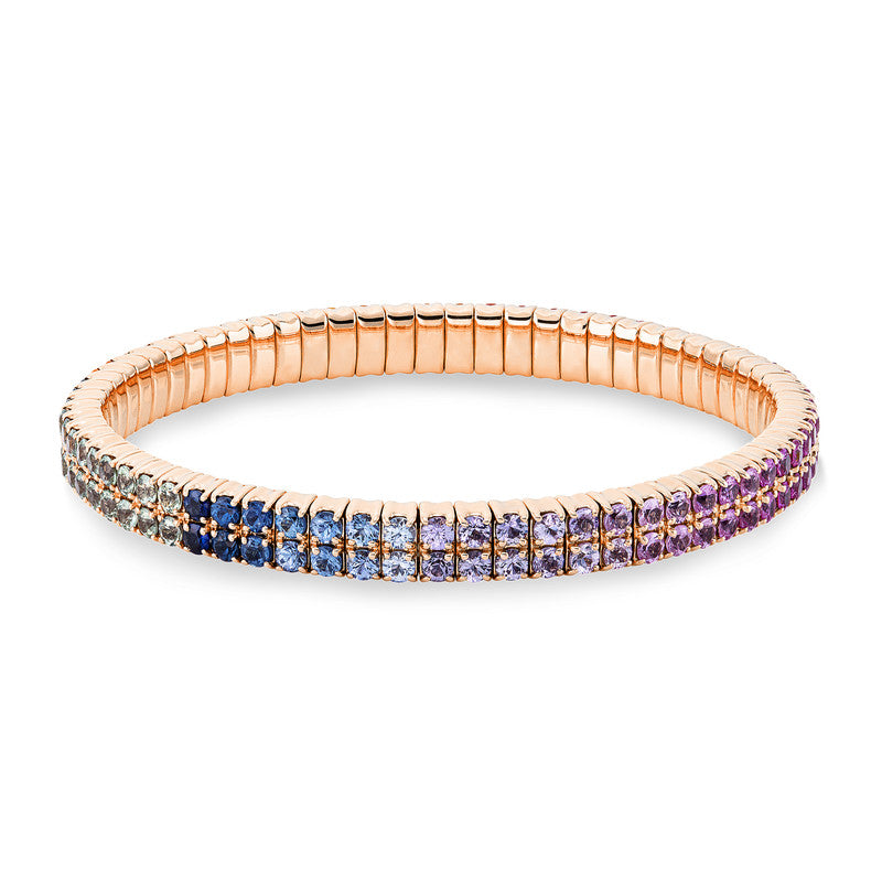Armband 18 kt RG, Flex-Band, variabel, 134 Saphire 9,38 ct fancy