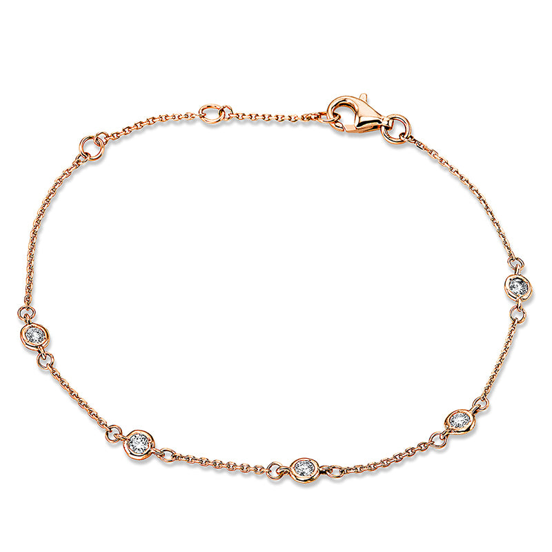 Armband 18 kt RG, 5 Brill. 0,24 ct, TW-si