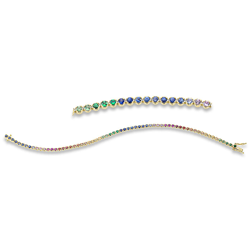 Armband 18 kt GG, 64 Saphire 2,87 ct multicolor