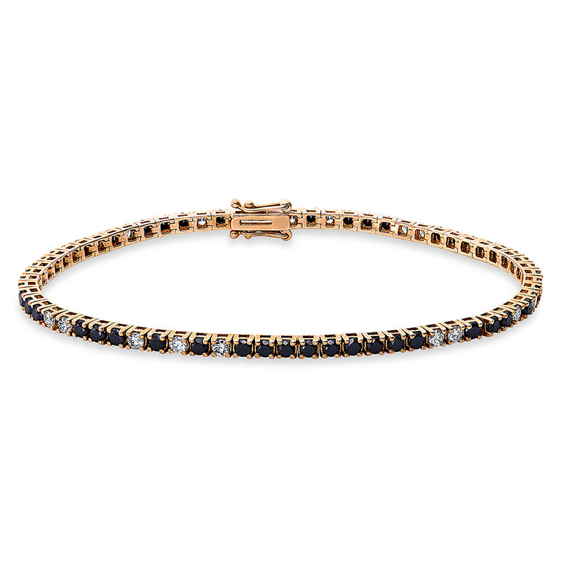 Armband 18 kt RG, 18 Brill. 0,79 ct, TW-si, 49 Brill. 2,60 ct, schwarz