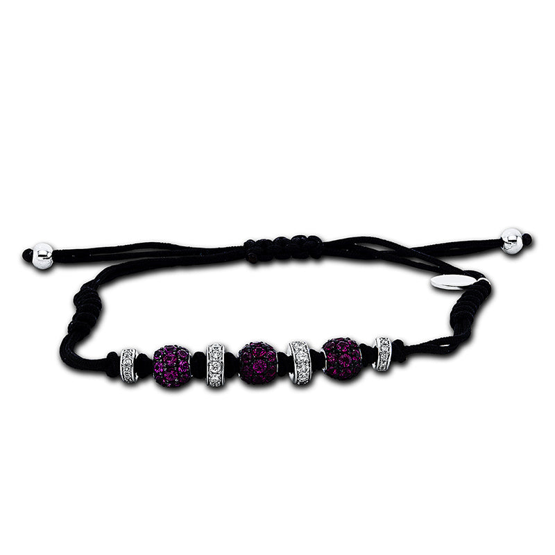 Armband 18 kt WG, Fassung teils schwarz rhodinie, 44 Brill. 0,45 ct, TW-vsi/si, 66 Rubine 1,70 ct rot