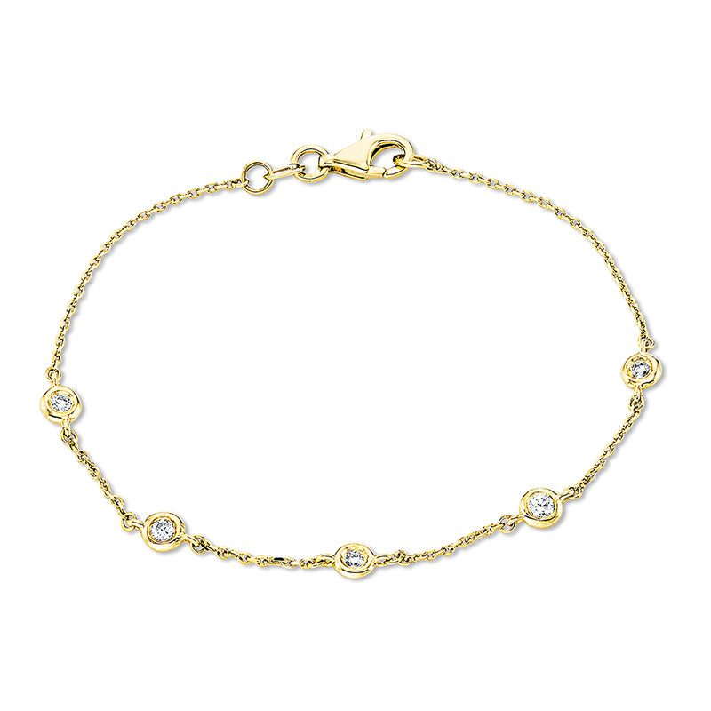 Armband Zarge 18 kt GG. 5 Brillanten 0.15 ct. TW-si. L:17.5 cm