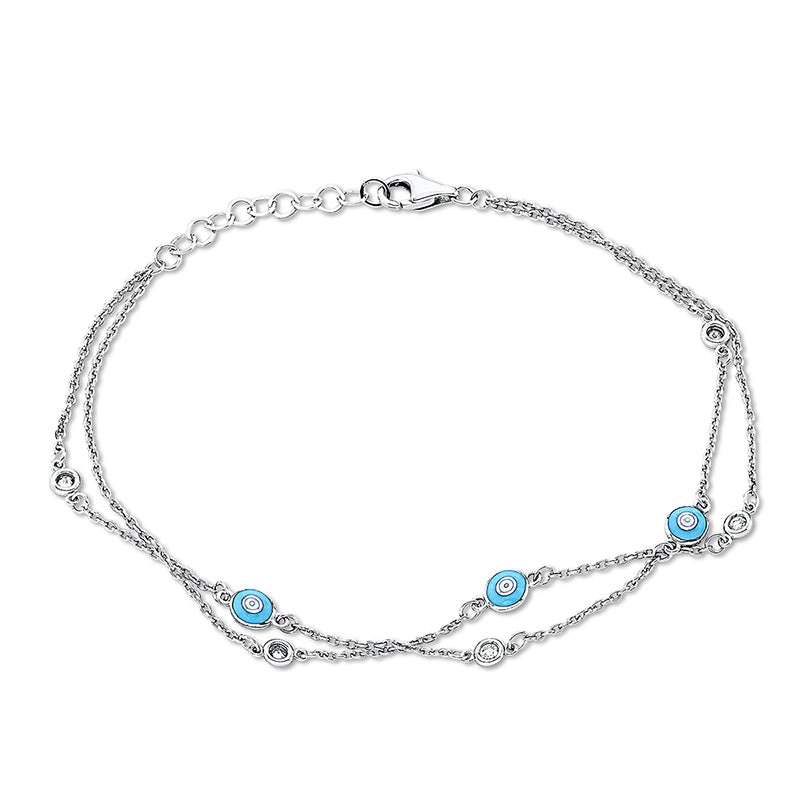 Armband 14 kt WG, 5 Brill. 0,11 ct, TW-si