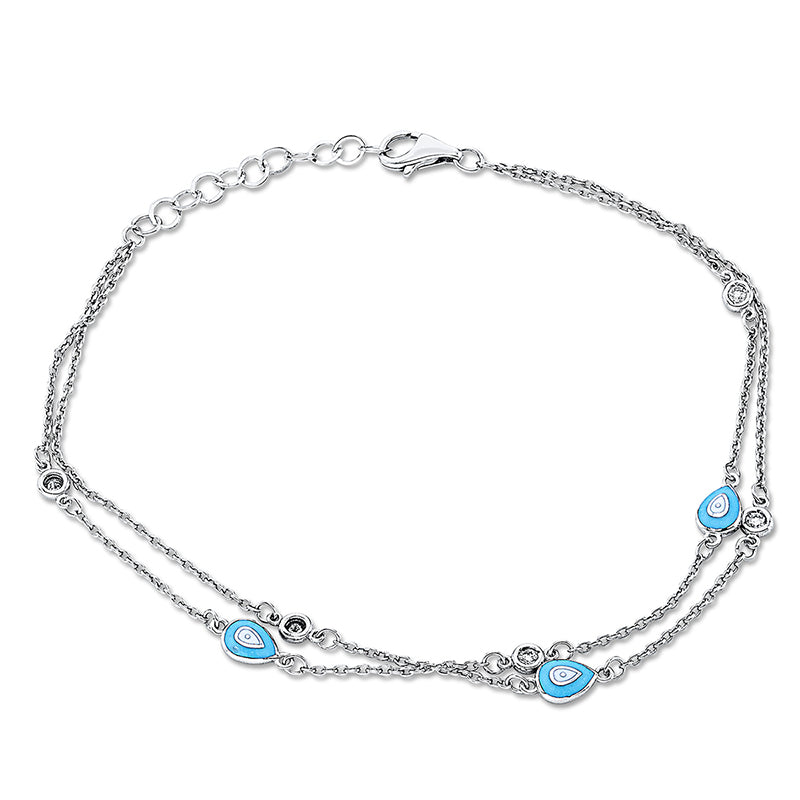 Armband 14 kt WG, 5 Brill. 0,11 ct, TW-si