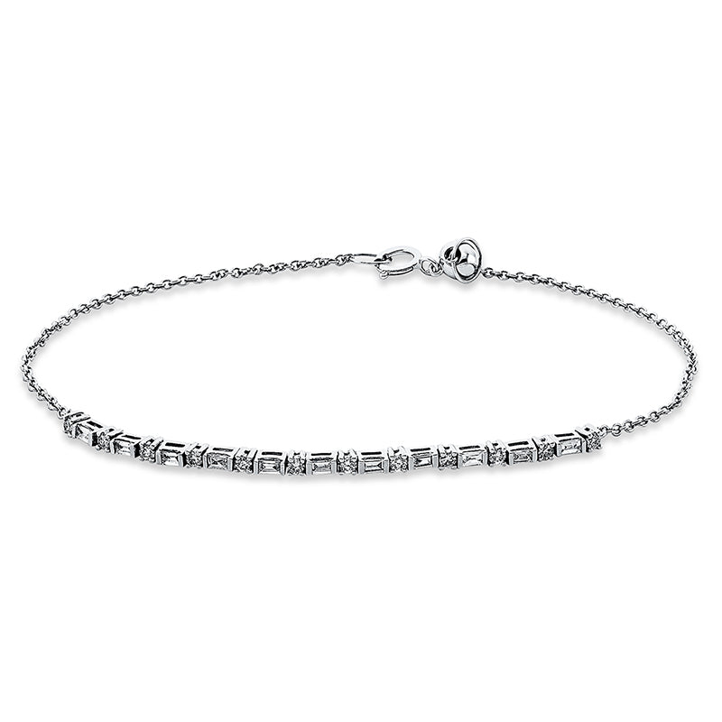 Armband 18 kt WG, 11 Bag. 0,23 ct, TW-si, 12 Brill. 0,18 ct, TW-si