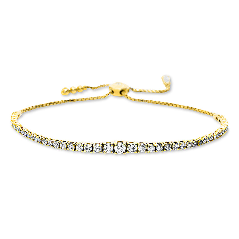 Armband 18 kt GG, Länge variabel, 2 Brill. 0,18 ct, TW-vsi, 54 Brill. 1,26 ct, TW-vsi, 1 Brill. 0,14 ct, TW-vsi
