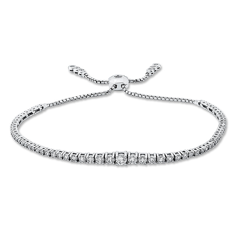 Armband 18 kt WG, Länge variabel, 2 Brill. 0,17 ct, TW-vsi, 70 Brill. 1,50 ct, TW-vsi, 1 Brill. 0,14 ct, TW-vsi