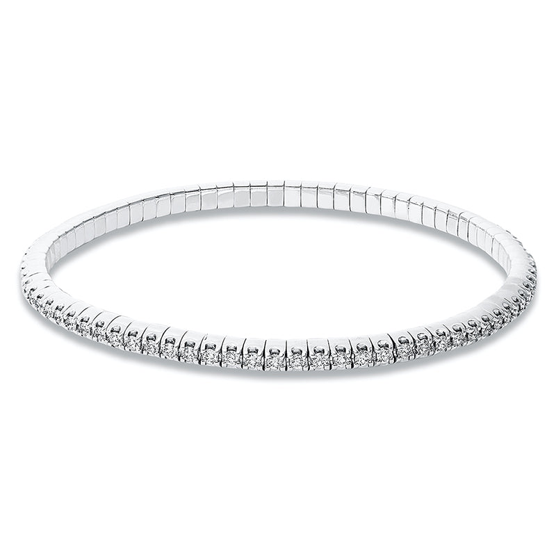 Armband 18 kt WG, Flex-Band, variabel, rhodinier, 79 Brill. 1,40 ct, TW-si