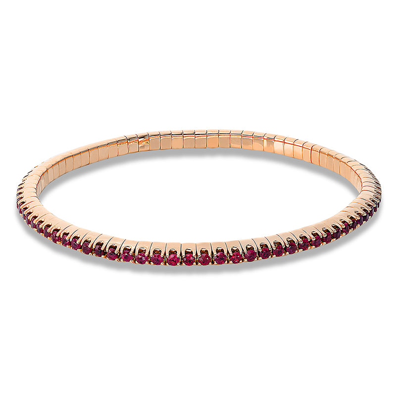 Armband 18 kt RG, Flex-Band, variabel, 81 Rubine 2,69 ct rot