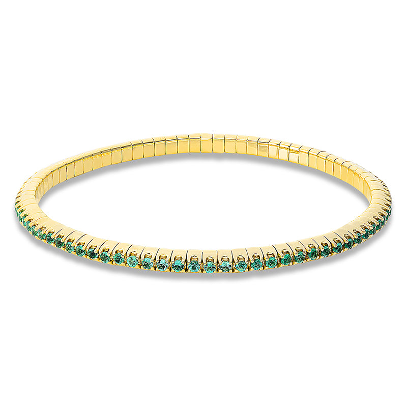 Armband 18 kt GG, Flex-Band, variabel, 81 Smaragde 1,80 ct grün