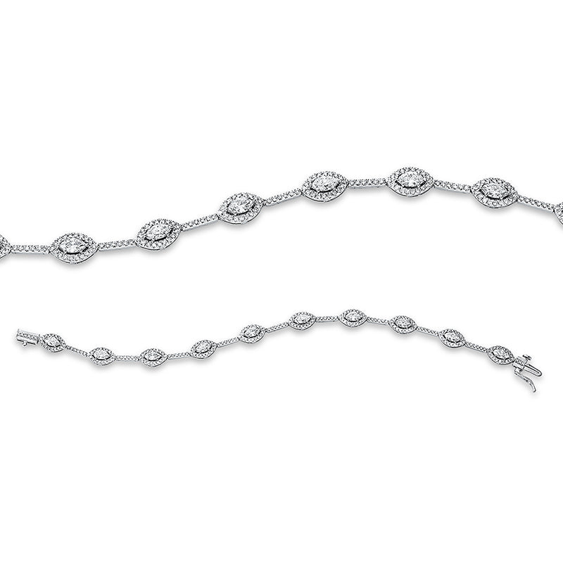 Armband 18 kt WG, 204 Brill. 1,02 ct, TW-si, 10 Nav. 2,00 ct, TW-si, 39 Brill. 0,23 ct, TW-si