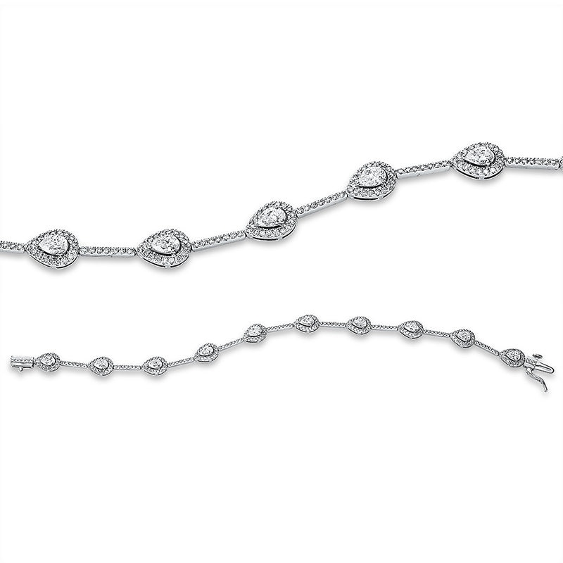 Armband 18 kt WG, 10 Tropfen 2,00 ct, TW-si, 242 Brill. 1,25 ct, TW-si