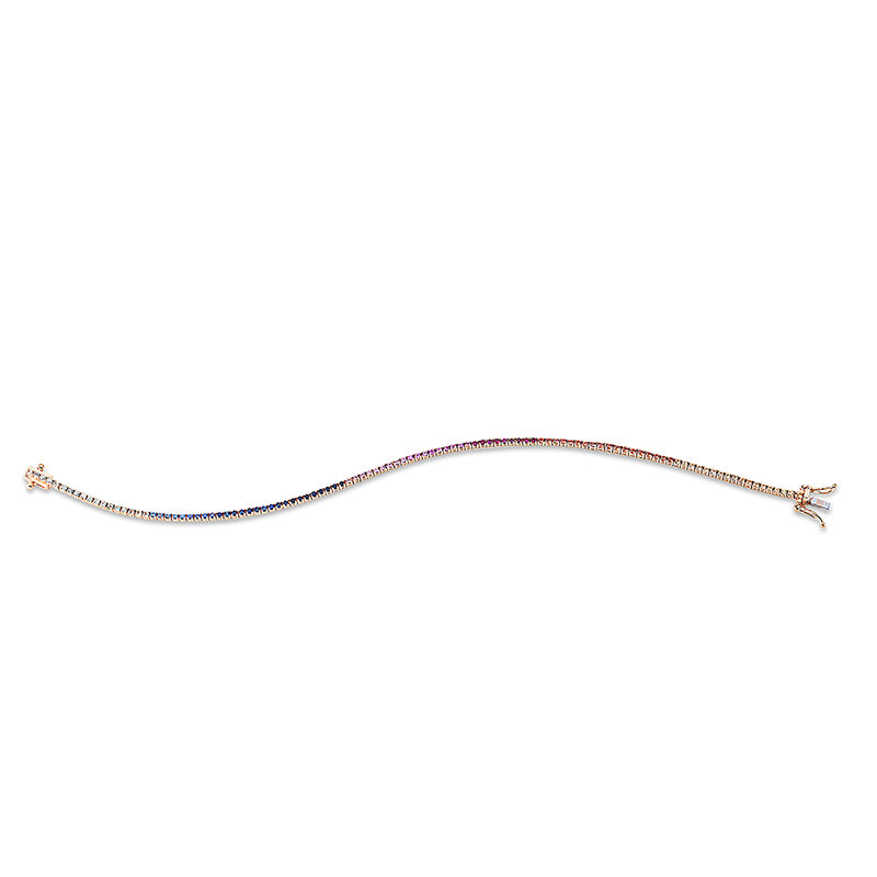 Armband 18 kt RG, 108 Saphire 1,22 ct multicolor