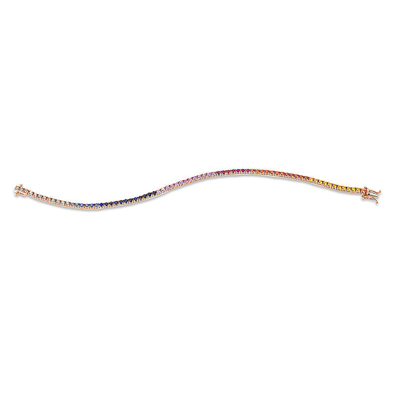 Armband 18 kt RG, 74 Saphire 3,11 ct multicolor