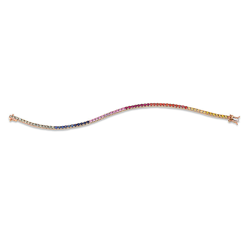 Armband 18 kt RG, 72 Saphire 4,01 ct multicolor
