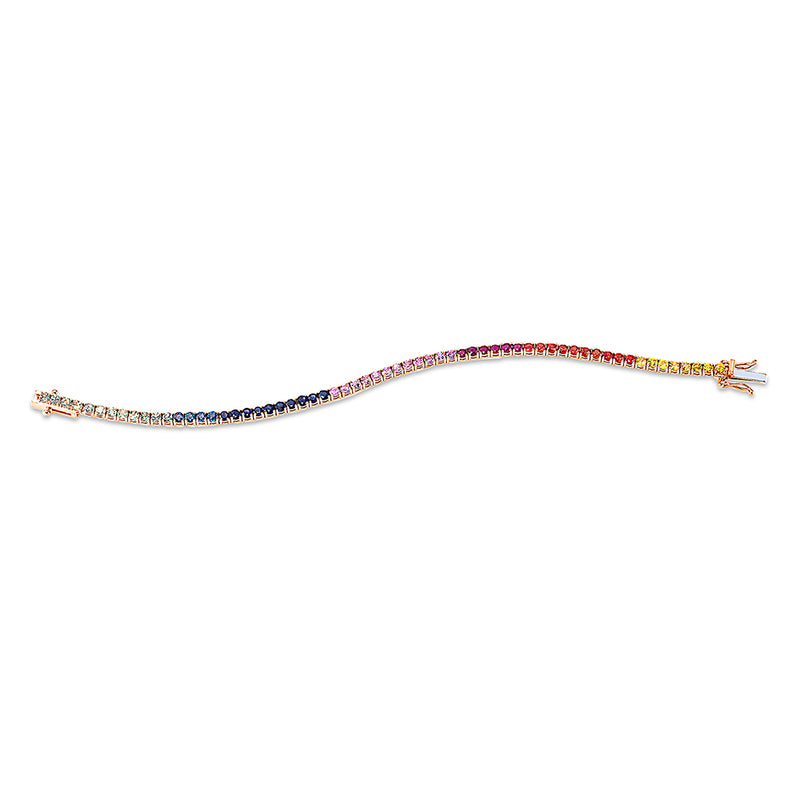 Armband 18 kt RG, 62 Saphire 4,96 ct multicolor