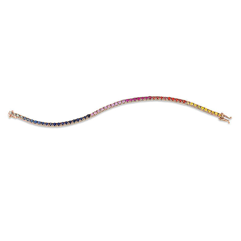 Armband 18 kt RG, 58 Saphire 4,78 ct multicolor
