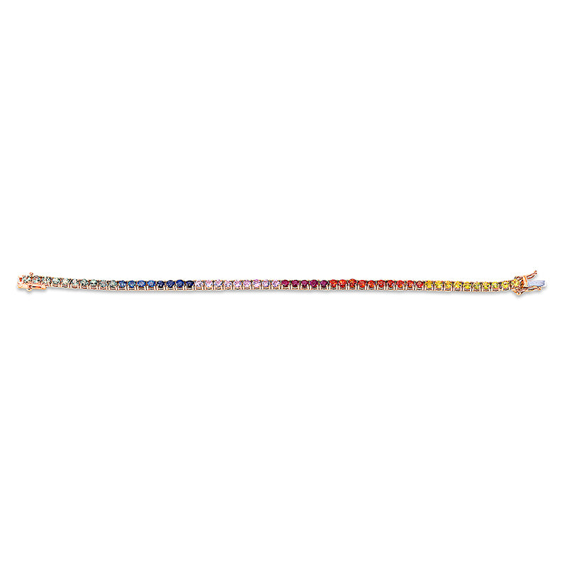 Armband 18 kt RG, 52 Saphire 6,69 ct multicolor