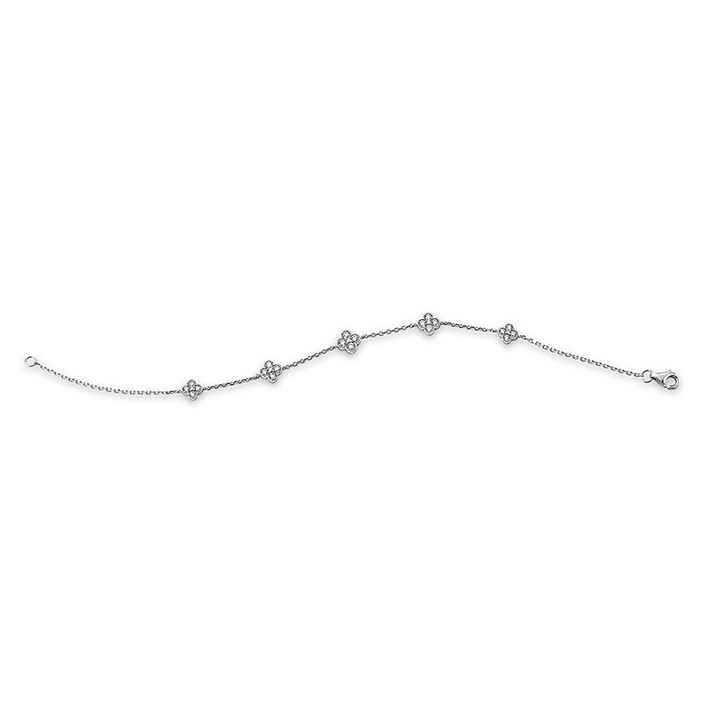 Armband 18 kt WG, 4 Brill. 0,03 ct, TW-si, 16 Brill. 0,48 ct, TW-si, 4 Brill. 0,18 ct, TW-si, 1 Brill. 0,01 ct, TW-si