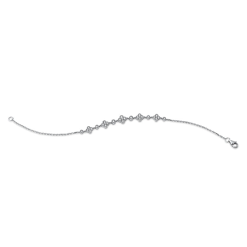 Armband 18 kt WG, 4 Brill. 0,03 ct, TW-si, 20 Brill. 0,61 ct, TW-si, 6 Brill. 0,28 ct, TW-si, 1 Brill. 0,01 ct, TW-si