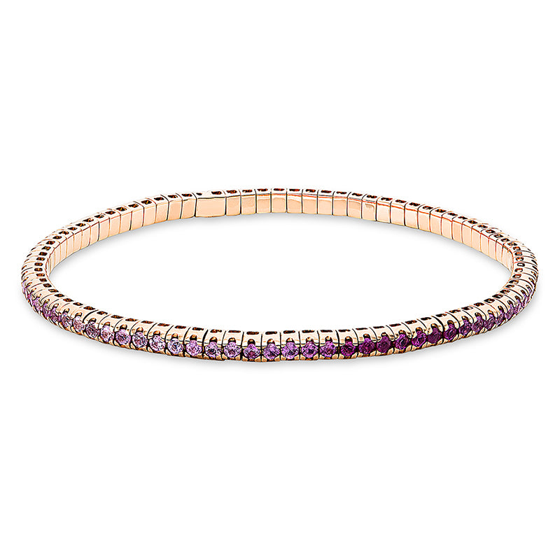 Armband 18 kt RG, Flex-Band, variabel, 87 Saphire 2,73 ct pink