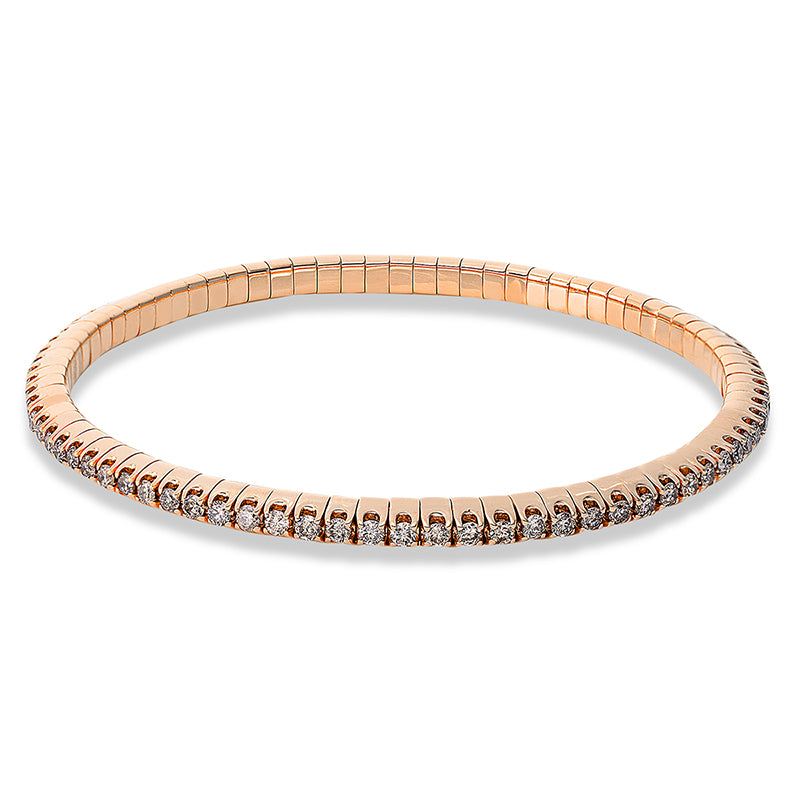 Armband 18 kt RG, Flex-Band, variabel, 81 Brill. 2,10 ct, braun