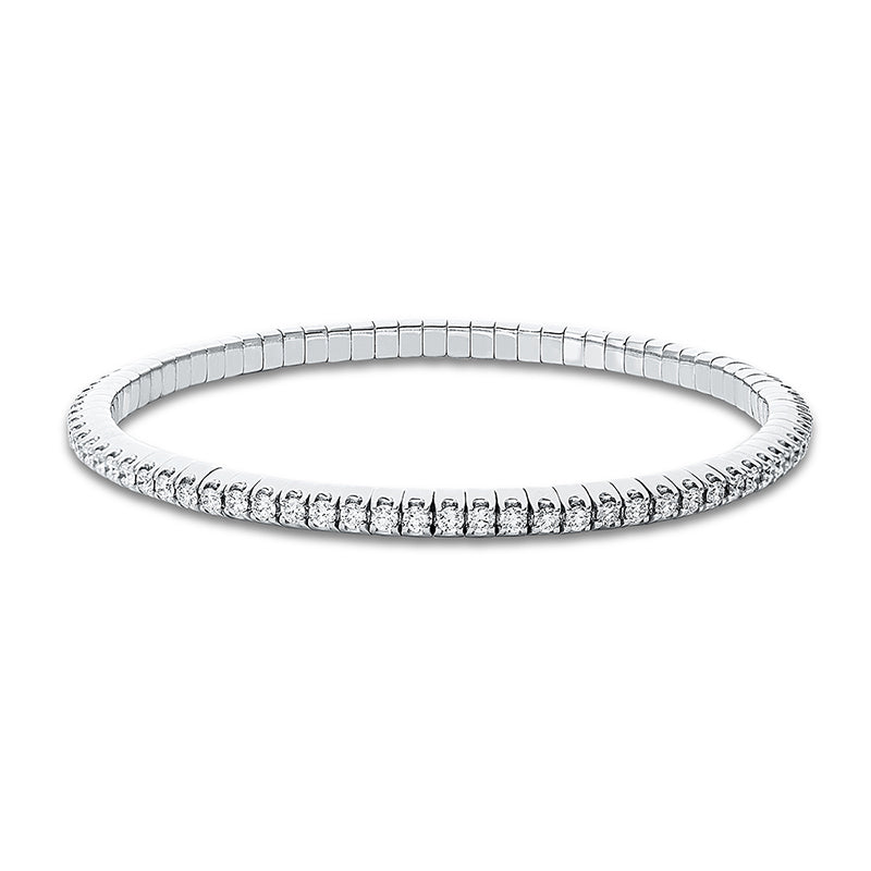 Armband 18 kt WG, Flex-Band, variabel, rhodinier, 81 Brill. 1,98 ct, TW-si