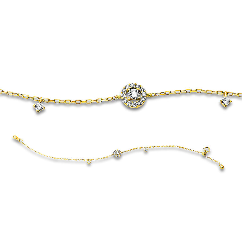Armband 18 kt GG. 2 Brillanten 0.08 ct. TW-pi. 12 Brillanten 0.10 ct. TW-pi. 1 Brill. 0.10 ct. TW-pi. L:17.8 cm. Ø:6.4 mm