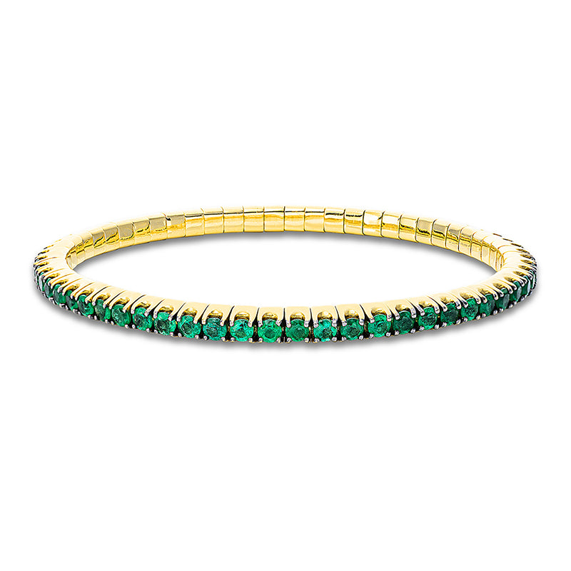 Armband 18 kt GG, Flex-Band, variabel, 59 Smaragde 5,39 ct grün