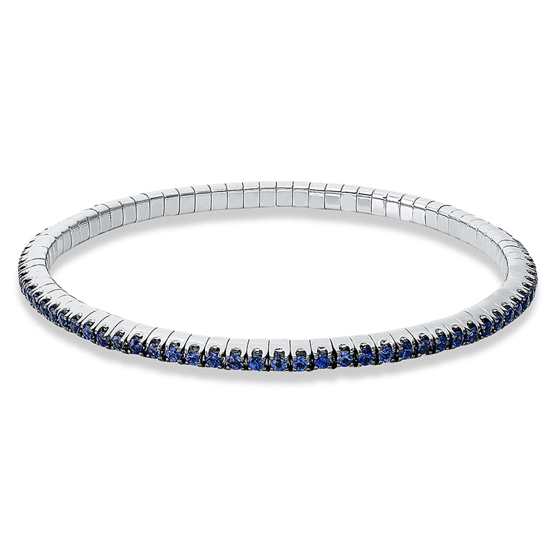 Armband 18 kt WG, Flex-Band, variabel, 81 Saphire 2,32 ct blau