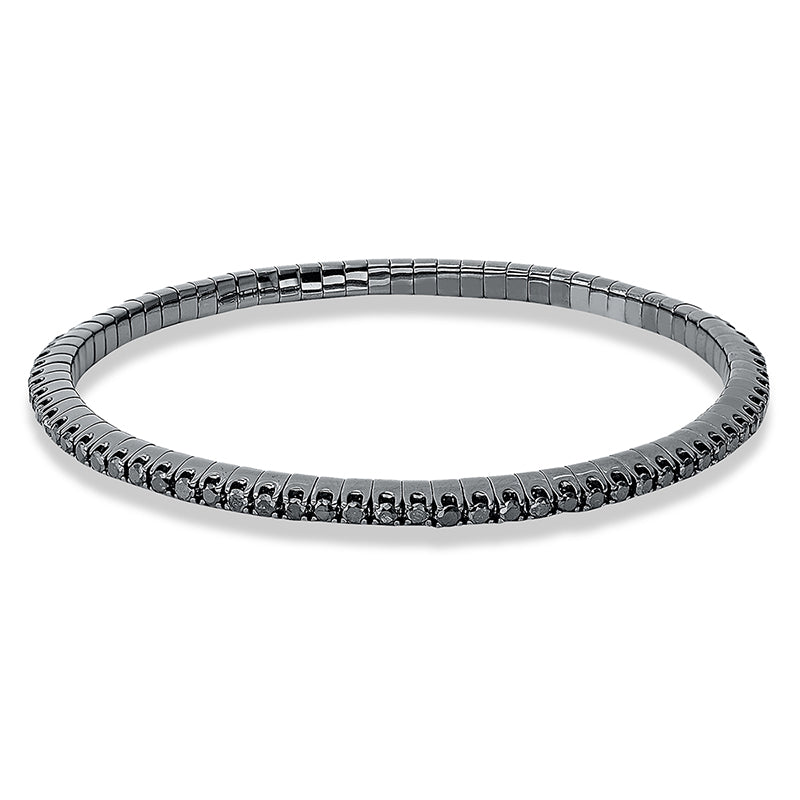 Armband 18 kt WG, Flex-Band, variabel, schw. rho, 81 Brill. 2,05 ct, schwarz