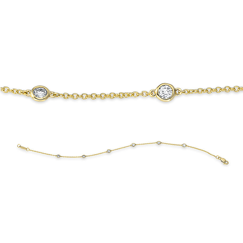 Armband 18 kt GG, mit ZÖ 17.5 cm + 16.5 cm, 6 Brill. 0,38 ct, TW-si