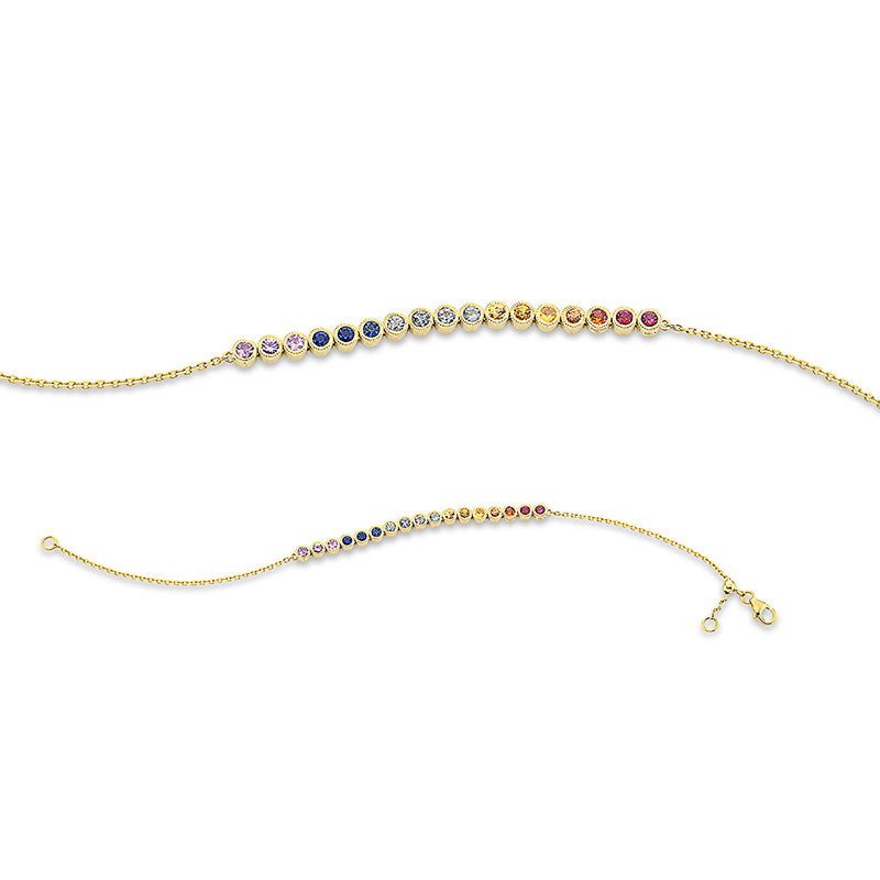 Armband 18 kt GG, 17 Saphire 1,10 ct multicolor
