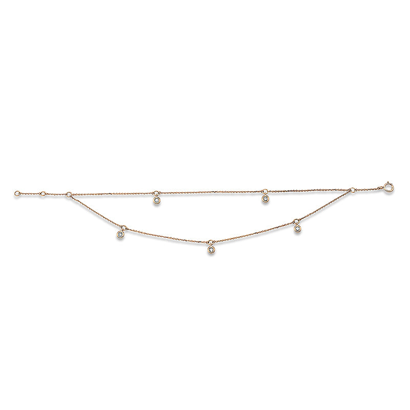 Armband 18 kt RG, 5 Brill. 0,15 ct, W-si