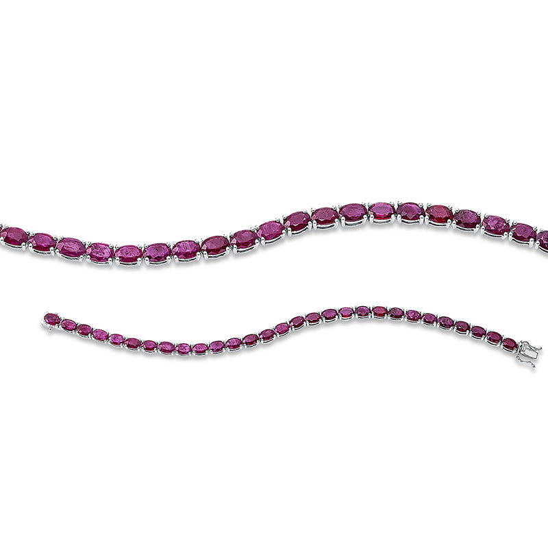 Armband 18 kt WG, 29 Rubine 12,70 ct rot