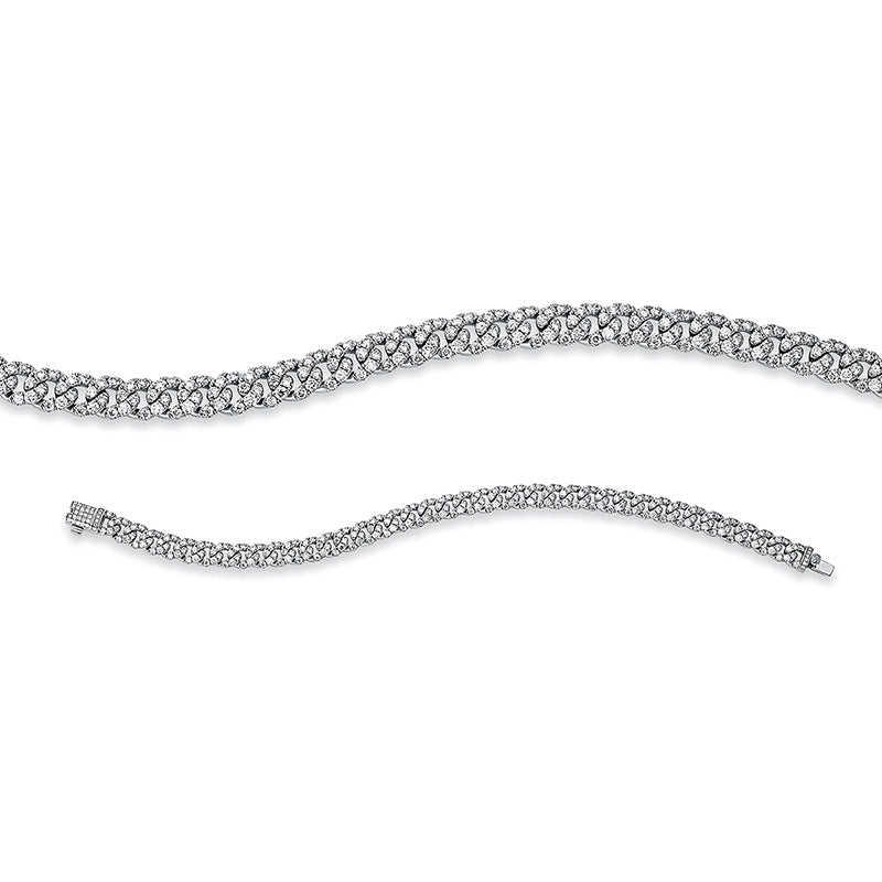 Armband 18 kt WG. 278 Brillanten 4.13 ct. W-si. B:6.4 mm. L:17.8 cm. S:2.9 mm