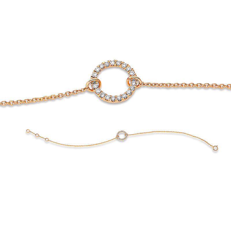 Armband 18 kt RG, 21 Brill. 0,14 ct, TW-si