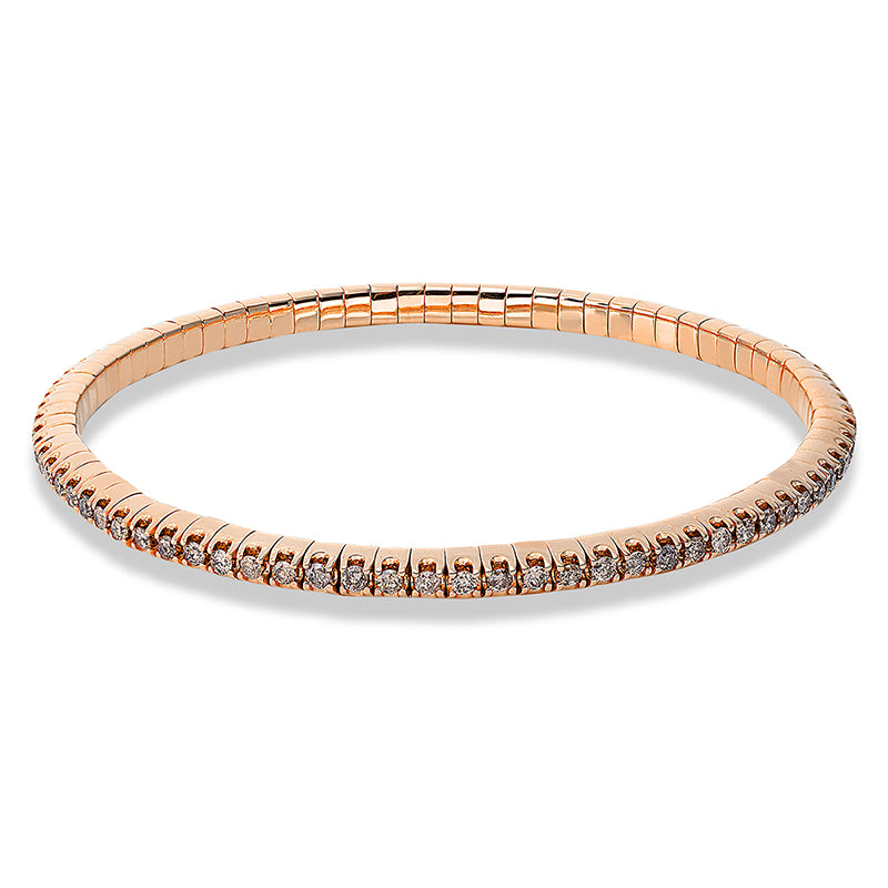 Armband 18 kt RG, Flex-Band, variabel, 79 Brill. 1,46 ct, braun