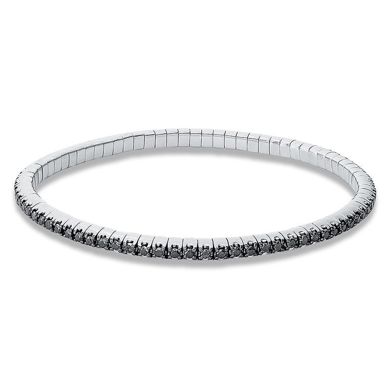 Armband 18 kt WG, Flex-Band, variabel, rhodinier, 79 Brill. 1,90 ct, schwarz