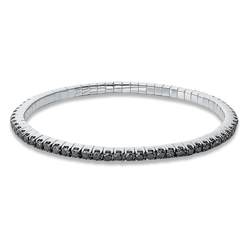 Armband 18 kt WG, Flex-Band, variabel, rhodinier, 69 Brill. 3,51 ct, schwarz