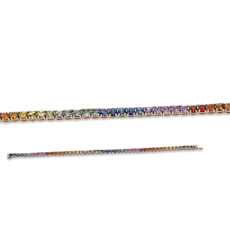 Armband 18 kt RG, 50 Saphire 8,35 ct fancy