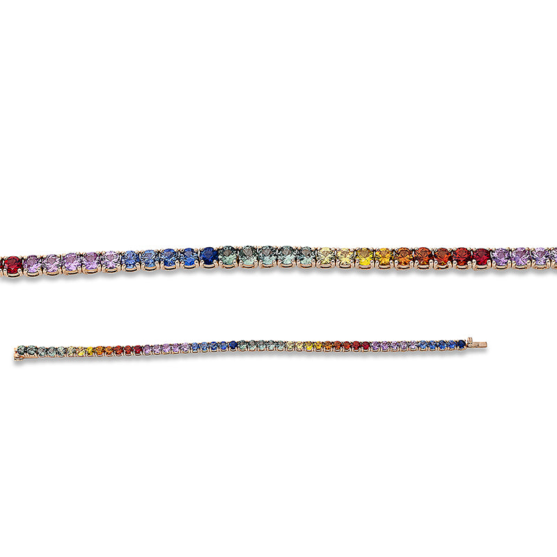 Armband 18 kt RG, 47 Saphire 10,96 ct fancy
