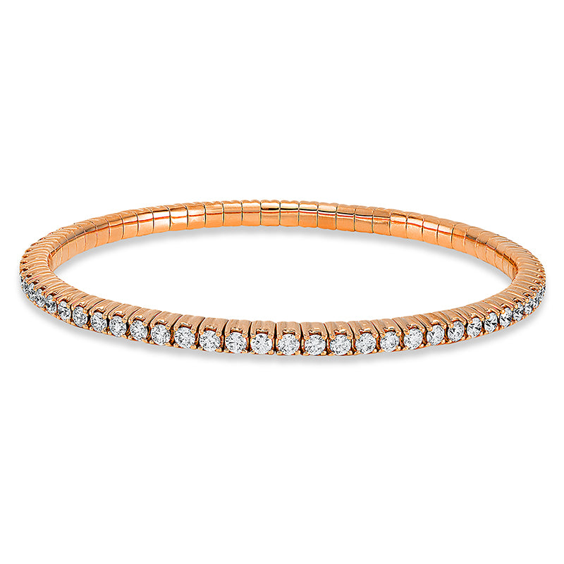 Armband 4er-Krappe 18 kt RG. Flex-Band. variabel. 69 Brillanten 3.20 ct. TW-si. B:3.6 mm. S:3.8 mm