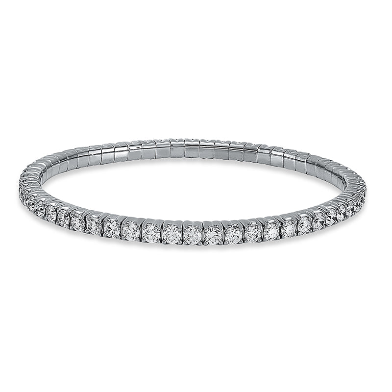 Armband 18 kt WG, Flex-Band, variabel, rhodinier, 58 Brill. 5,39 ct, TW-si
